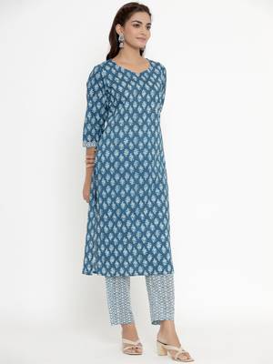 womens pure cotton printed straight kurta palazzo set 4