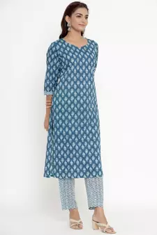 womens pure cotton printed straight kurta palazzo set