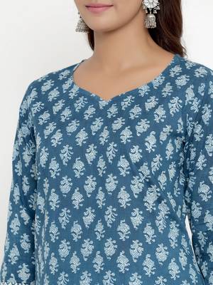 womens pure cotton printed straight kurta palazzo set 5