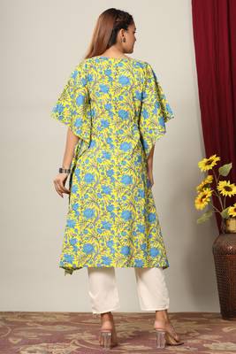 Womens Floral Printed Cotton Kaftan Kurti 5