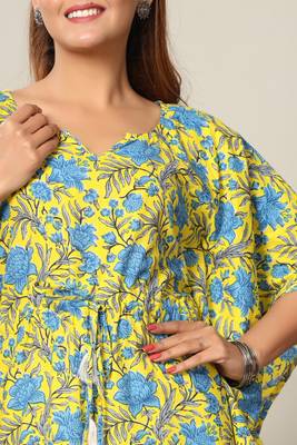 Womens Floral Printed Cotton Kaftan Kurti 6