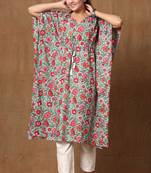Womens Floral Printed Cotton Kaftan Kurti