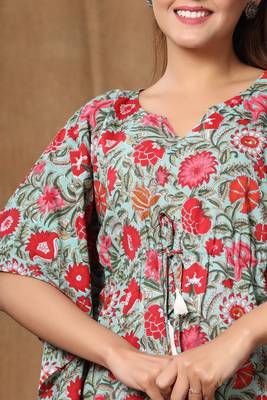 Womens Floral Printed Cotton Kaftan Kurti 6