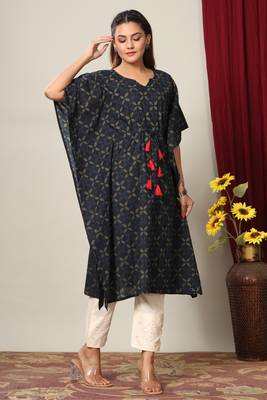 Womens Floral Printed Cotton Kaftan Kurti 3