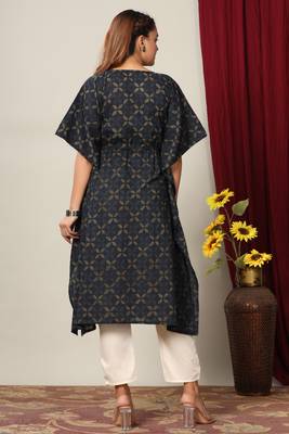 Womens Floral Printed Cotton Kaftan Kurti 5