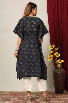 Womens Floral Printed Cotton Kaftan Kurti