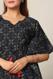 Womens Floral Printed Cotton Kaftan Kurti