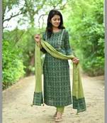 Womens Printed Embroidered Kurti Pant With Dupatta Set
