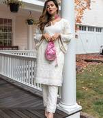 womens cotton printed Embroidery straight kurta and Pant Set