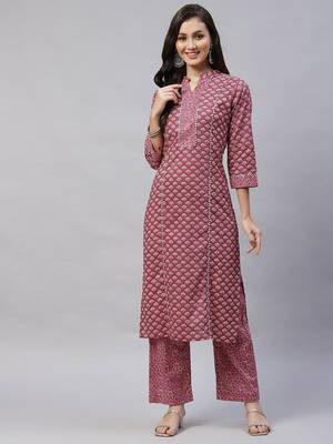 Womens Floral Printed Cotton Kurta with Palazzo 1