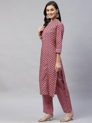 Womens Floral Printed Cotton Kurta with Palazzo 4