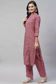 Womens Floral Printed Cotton Kurta with Palazzo