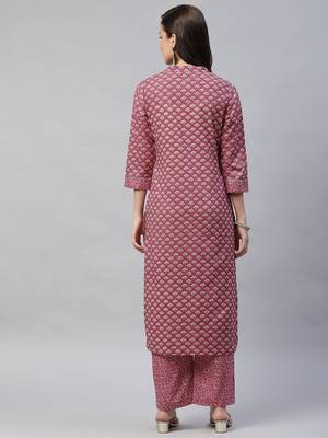Womens Floral Printed Cotton Kurta with Palazzo 5