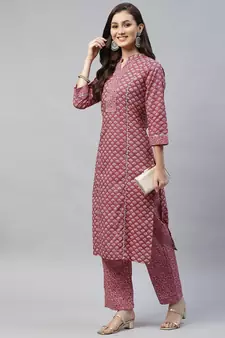Womens Floral Printed Cotton Kurta with Palazzo