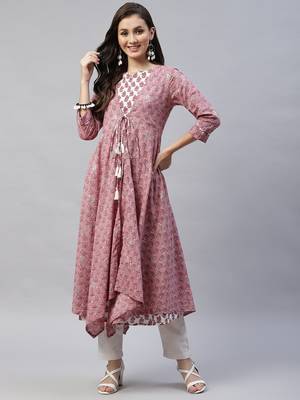 Womens Floral Print Layered Anarkali Kurta 1