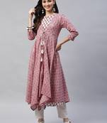 Womens Floral Print Layered Anarkali Kurta