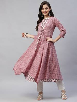 Womens Floral Print Layered Anarkali Kurta 6