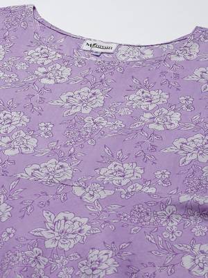 Womens Lavender floral Printed Anarkali Kurta 2