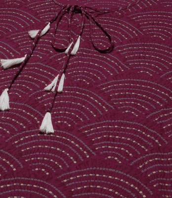Womens Floral Printed Cotton Kaftan Kurti In Magenta 2