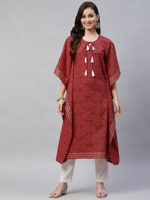 Womens Cotton Festive Wear Kaftan Style Kurta 1