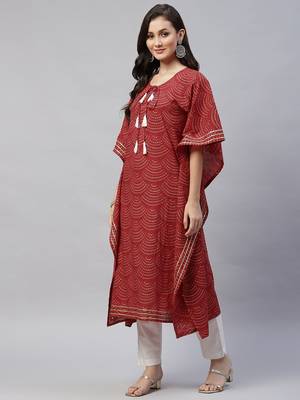 Womens Cotton Festive Wear Kaftan Style Kurta 3