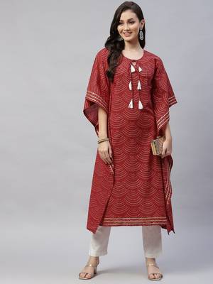 Womens Cotton Festive Wear Kaftan Style Kurta 5