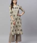womens pure cotton printed straight kurti And palazzo set