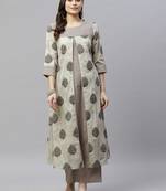 womens pure cotton printed A-Line kurti  And palazzo set