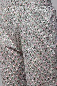 Women's Cotton Floral Print Straight Kurti Palazzo Set