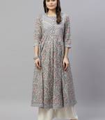 Womens Floral Print Ankle Length Anarkali Kurti