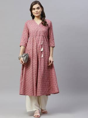 Women's Pure Cotton Floral Print Long Anarkali Kurta 1