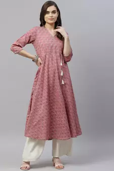 Women's Pure Cotton Floral Print Long Anarkali Kurta
