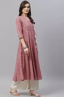 Women's Pure Cotton Floral Print Long Anarkali Kurta