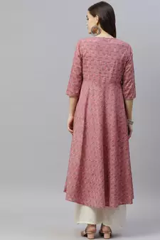 Women's Pure Cotton Floral Print Long Anarkali Kurta