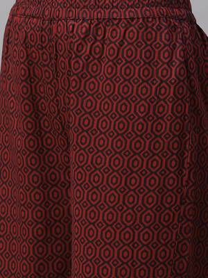 Women's Cotton Floral Print Straight Kurta Sharara Dupatta Set 3