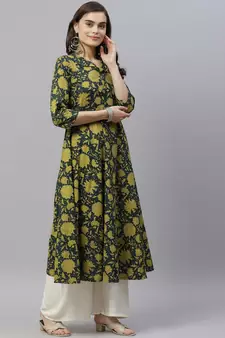 Pure Cotton Floral Printed Anarkali Kurta for Women
