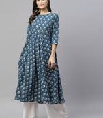 Women's Cotton Floral Print Anarkali Kurta