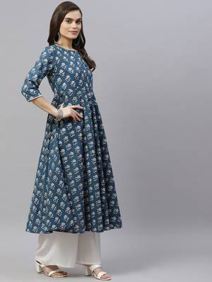 Women's Cotton Floral Print Anarkali Kurta 3