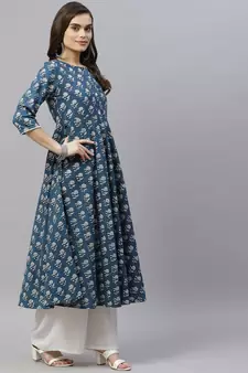 Women's Cotton Floral Print Anarkali Kurta