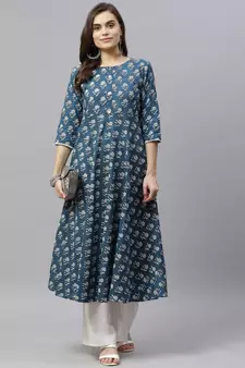 Women's Cotton Floral Print Anarkali Kurta