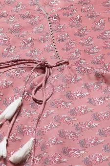 Womens Cotton Floral Print Anarkali Kurta with Dupatta