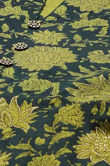 Pure Cotton Floral Printed Anarkali Kurta with Gold Print Dupatta for Womens/Girls