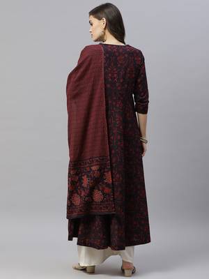 Pure Cotton Floral Printed Anarkali Kurta with Gold Print Dupatta for Womens/Girls 4