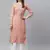 Women's Printed & Embroidered Straight Rayon Peach Kurta