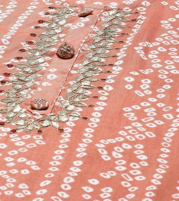 Women's Printed & Embroidered Straight Rayon Peach Kurta 4