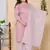 Women Plus Size Pink Floral Printed Gotta Patti Pure Cotton Kurta with Palazzos & With Dupatta