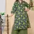 Women Plus Size Green Floral Printed Pure Cotton Kurta with Sharara