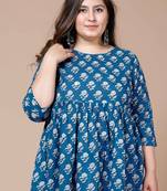 Womens Plus Size Cotton Floral Printed Short Kurti