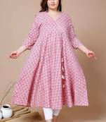Women's Plus Size Cotton Floral Print Long Anarkali Kurta