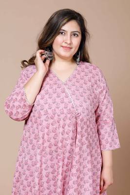 Women's Plus Size Cotton Floral Print Long Anarkali Kurta 4